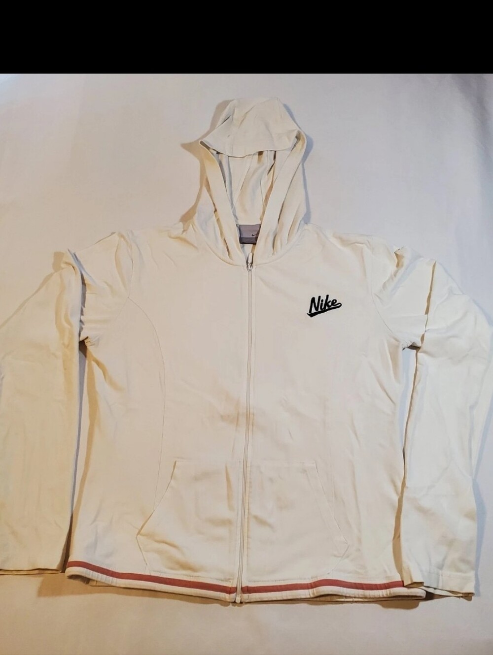 Nike Script Logo Full Zip Hoodie Youth XL White Athletic Jacket Y2K VTG